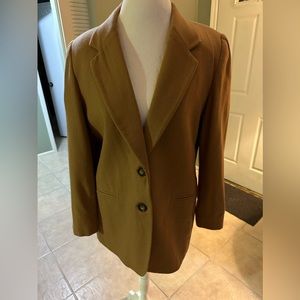 Kim Rogers Lined Wool Caramel Brown Tan Blazer Size 12